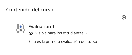 Evaluación publicada en el curso