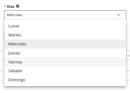 selección días de la semana