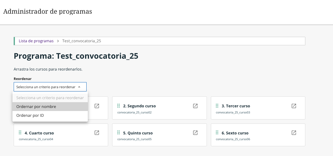 Orden de cursos