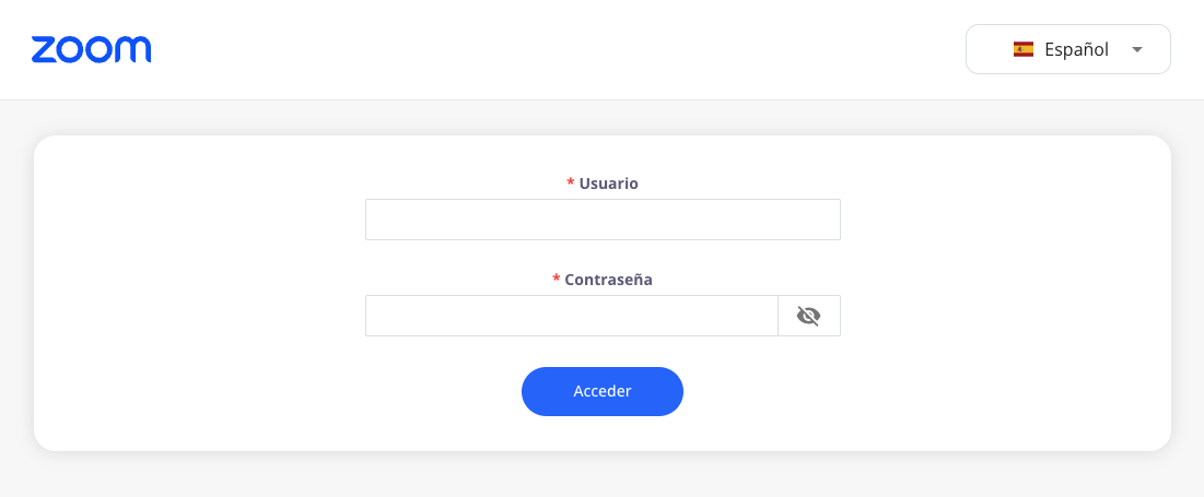 Pantalla de acceso a Zoom2