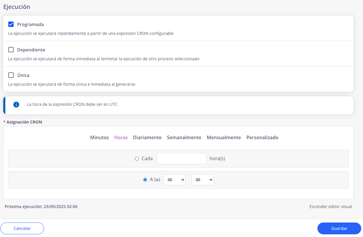 Editor visual CRON