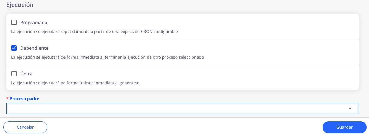 Ejecución dependiente de otro proceso