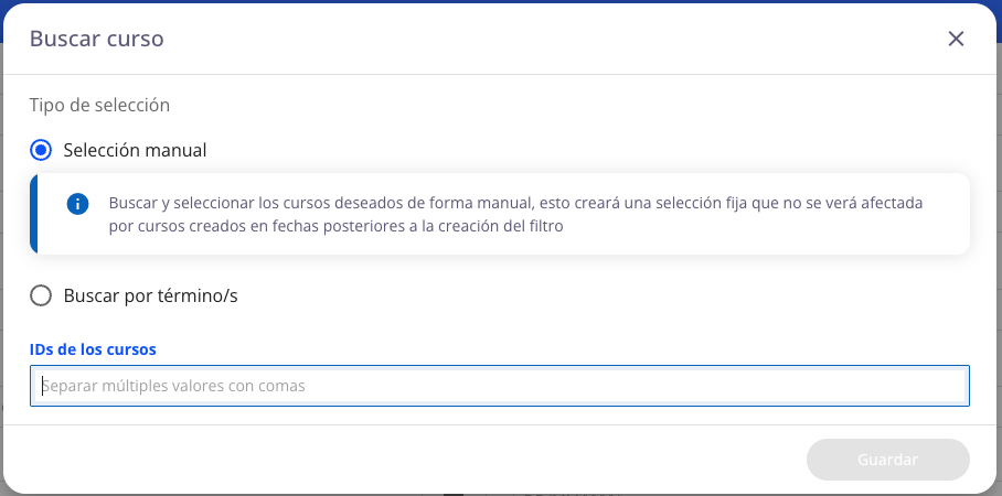 Busqueda de cursos manual
