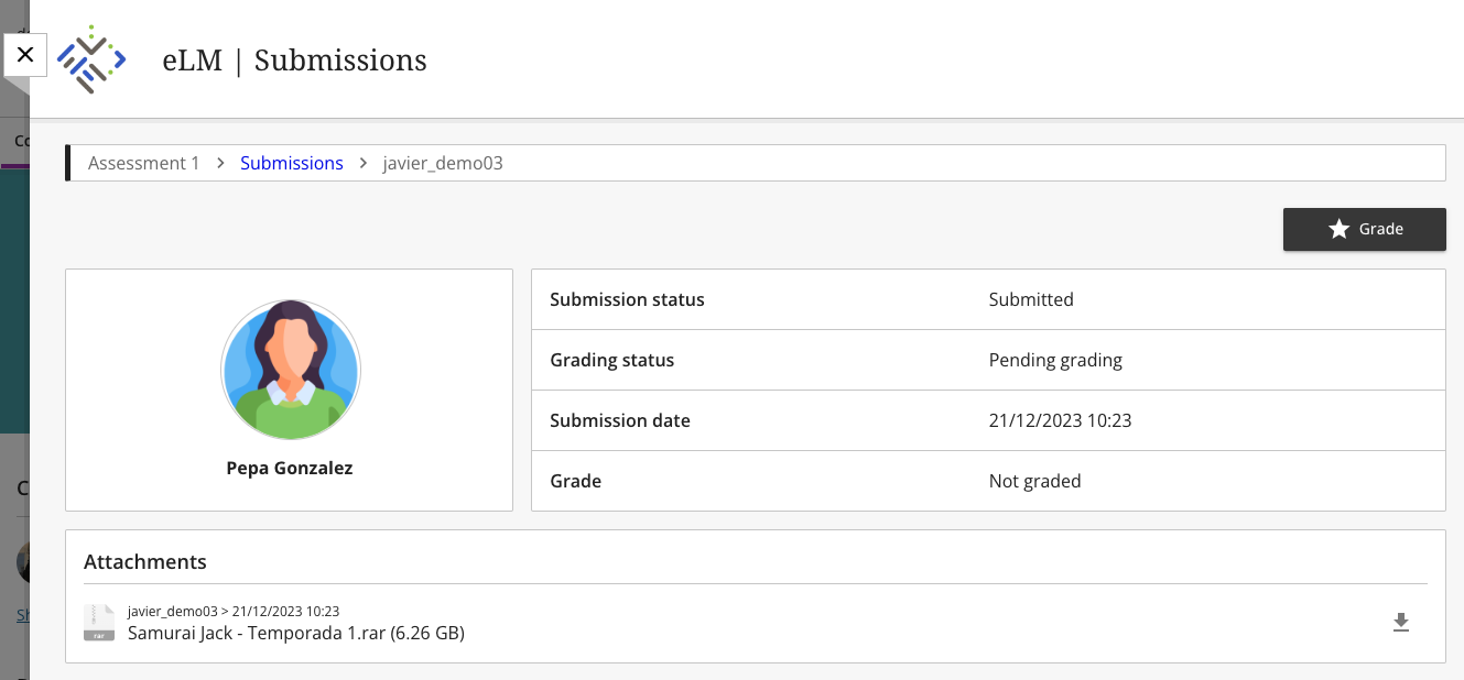 Grading and submission data