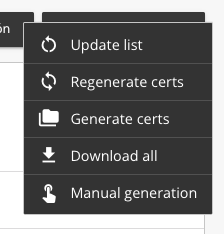 Certificates App admin actions