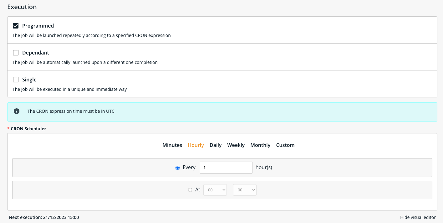 CRON Editor for Process Scheduling